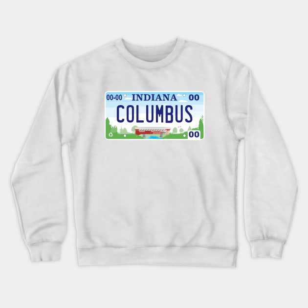 Columbus Indiana License Plate Crewneck Sweatshirt by zsonn